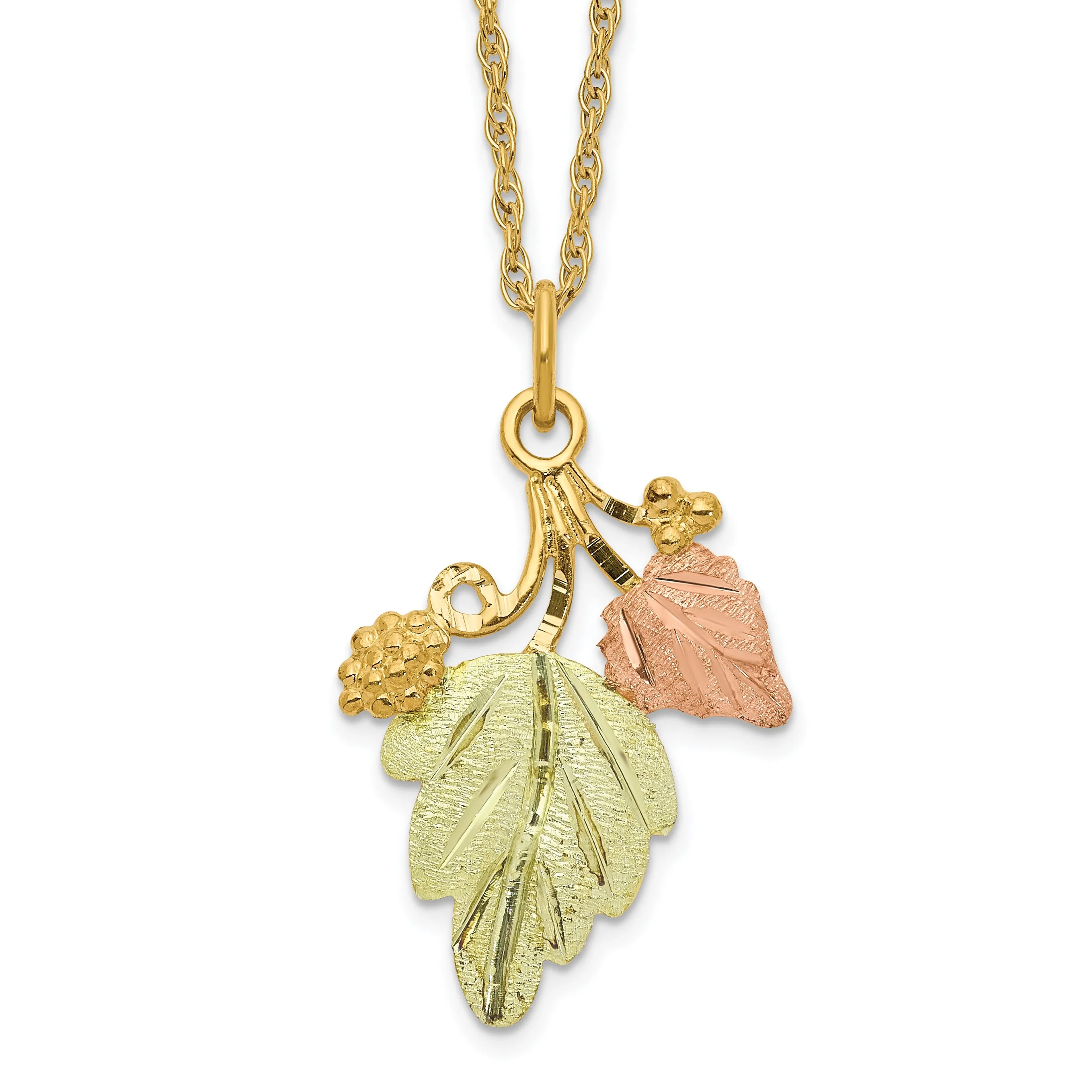 10K Tri-Color Gold Necklace with Elegant Black Hills Themed Pendant