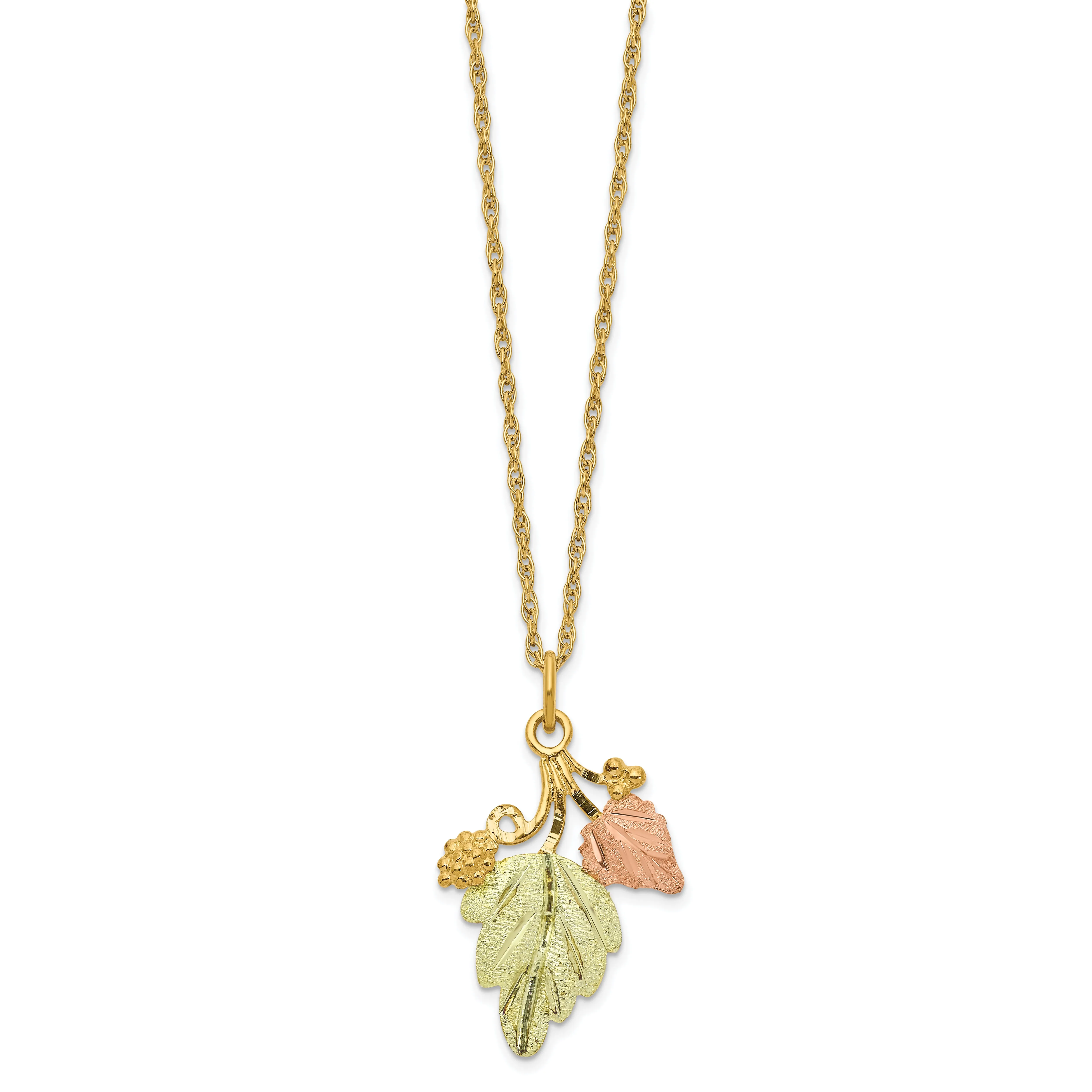 10K Tri-Color Gold Necklace with Elegant Black Hills Themed Pendant