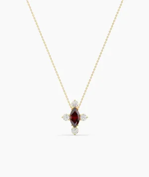 14K Gold Garnet & Diamond Necklace
