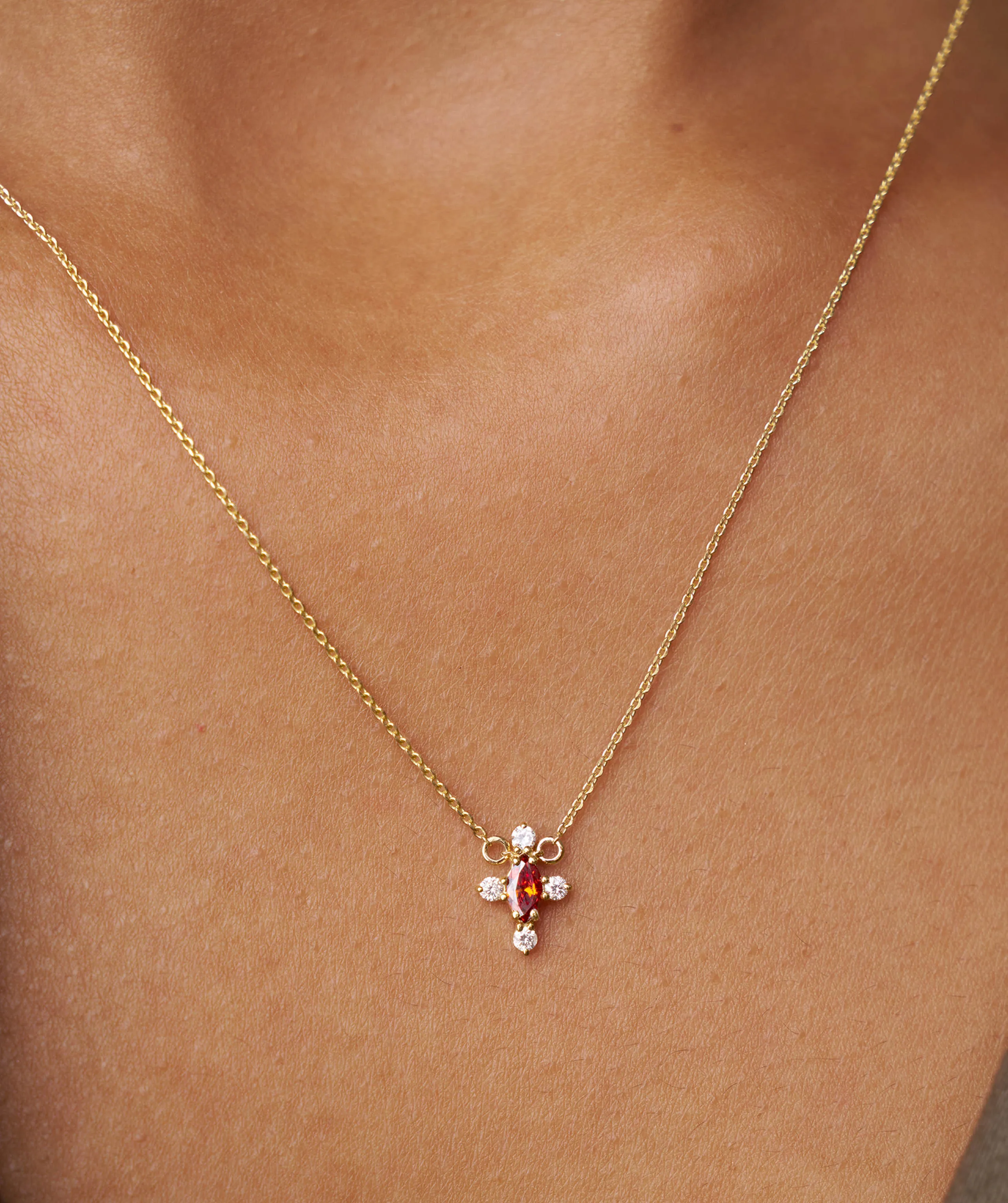 14K Gold Garnet & Diamond Necklace