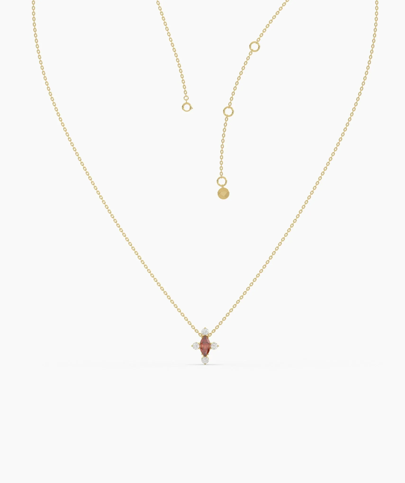 14K Gold Garnet & Diamond Necklace