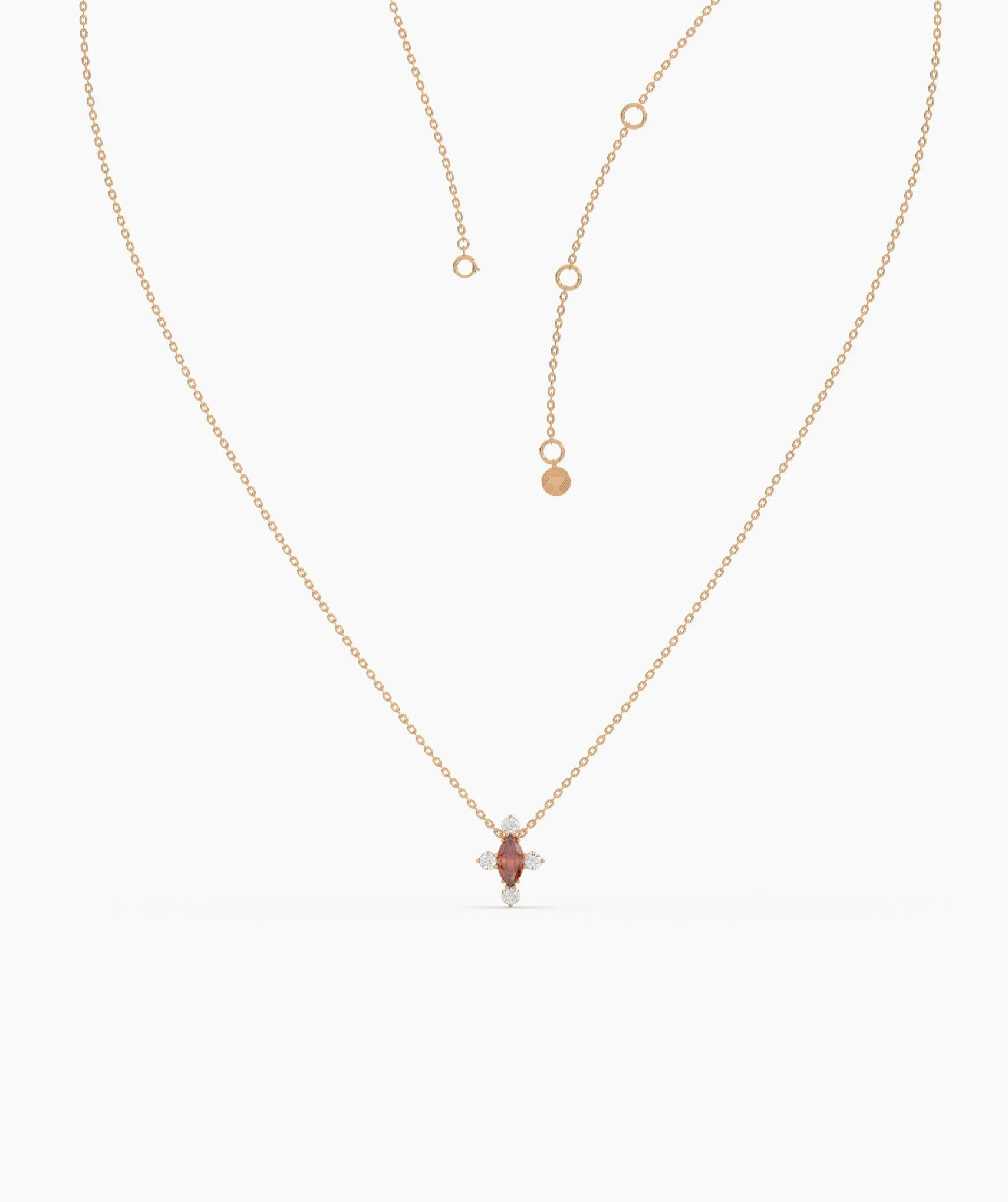 14K Gold Garnet & Diamond Necklace