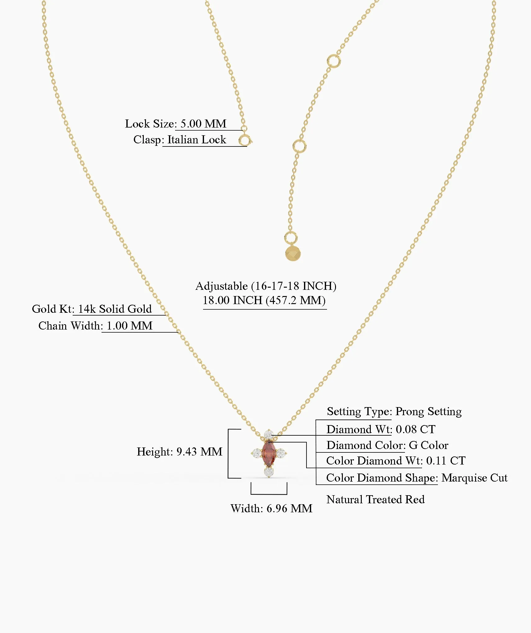 14K Gold Garnet & Diamond Necklace