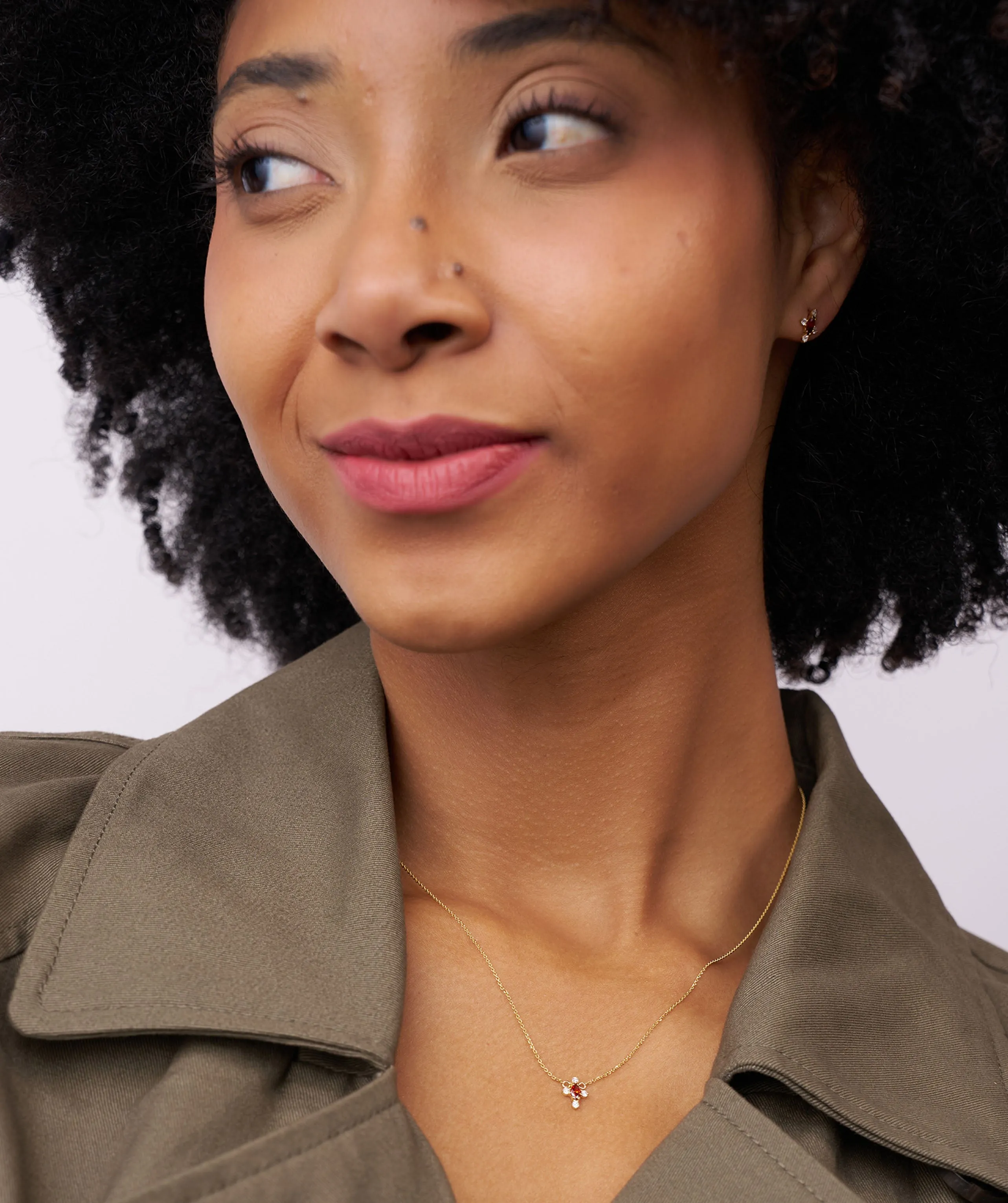 14K Gold Garnet & Diamond Necklace