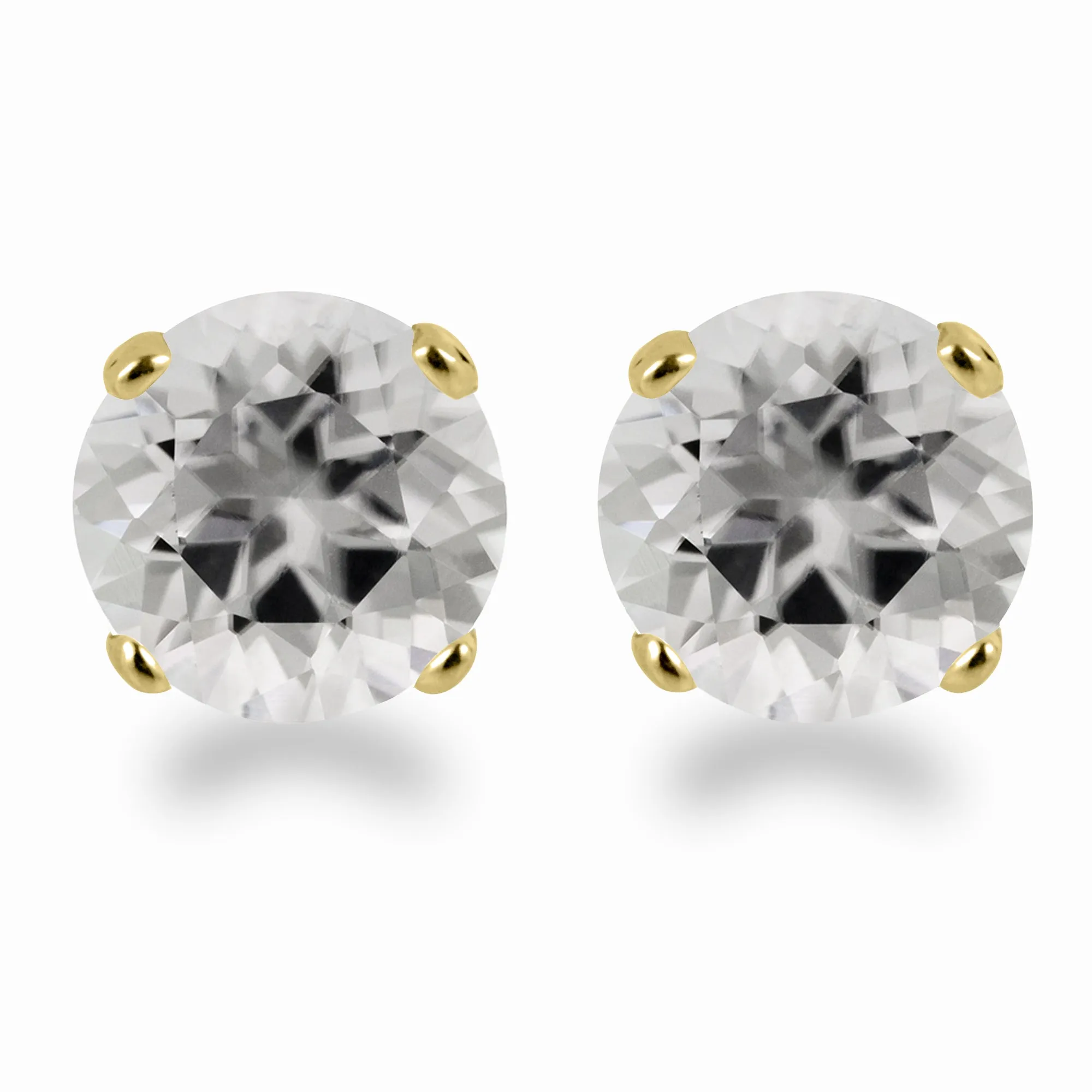 14K Gold Garnet Stud Earrings with Elegant 5mm Round Design