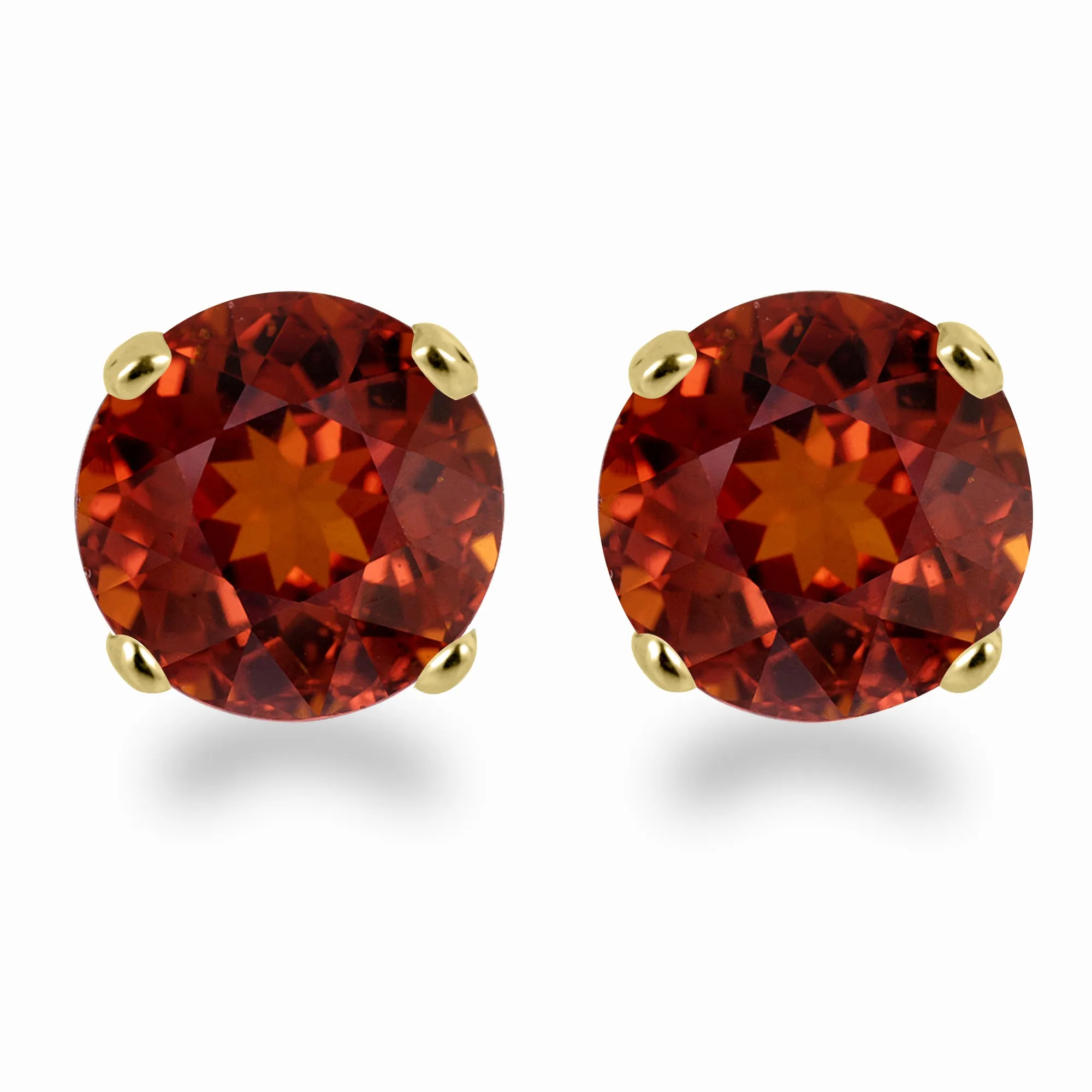14K Gold Garnet Stud Earrings with Elegant 5mm Round Design