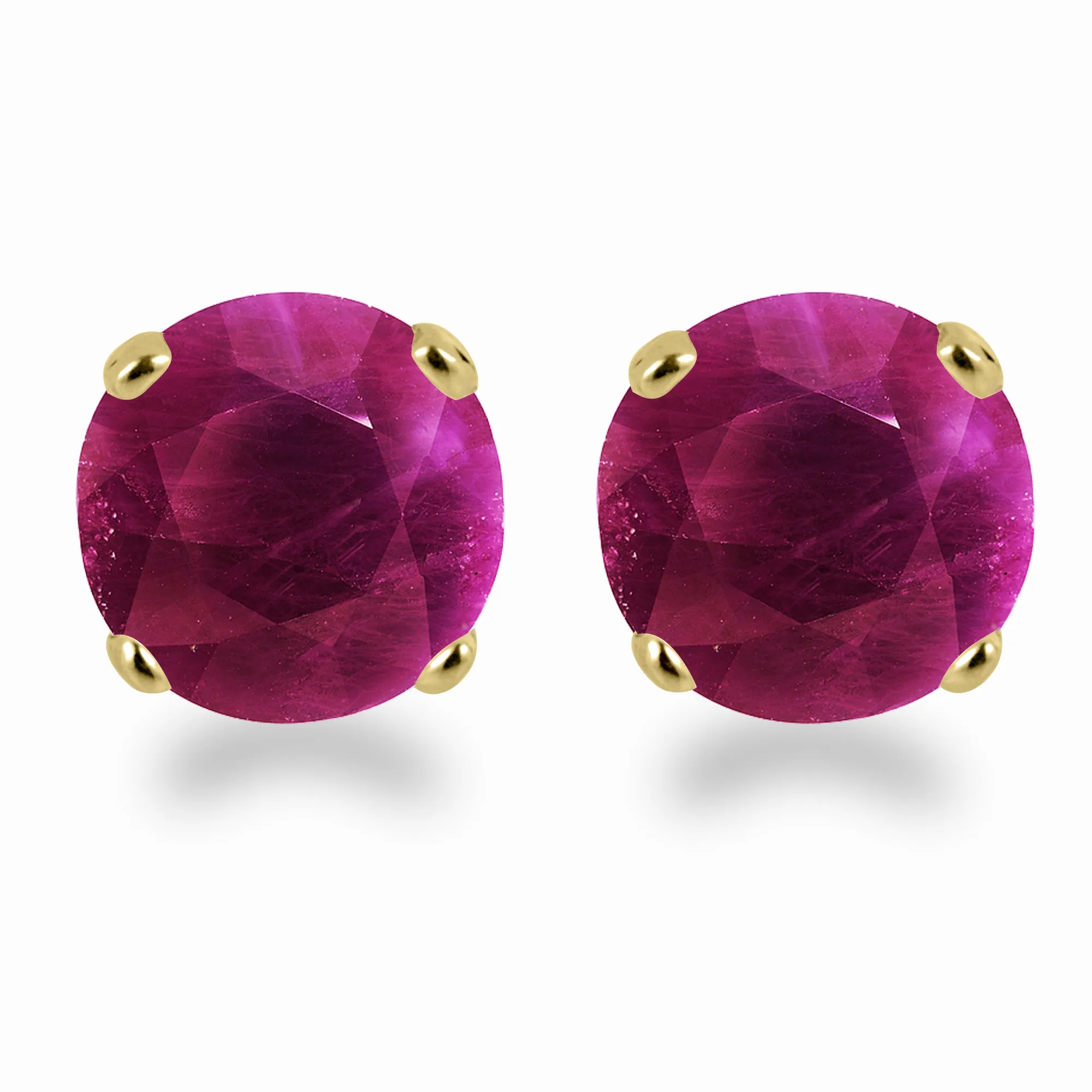 14K Gold Garnet Stud Earrings with Elegant 5mm Round Design