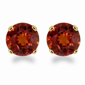 14K Gold Garnet Stud Earrings with Elegant 5mm Round Design