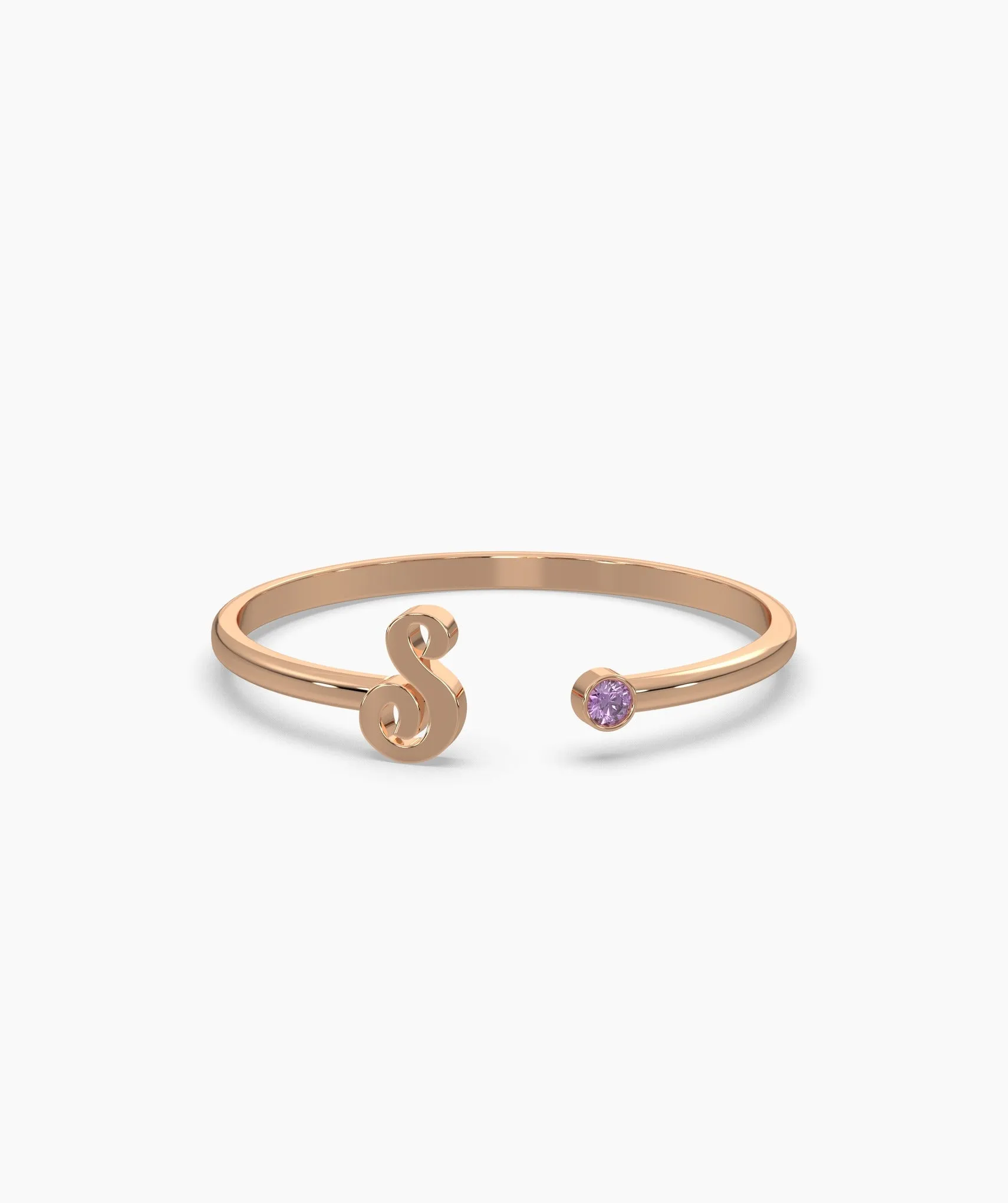 14K Gold Initial 'S' Cuff Ring