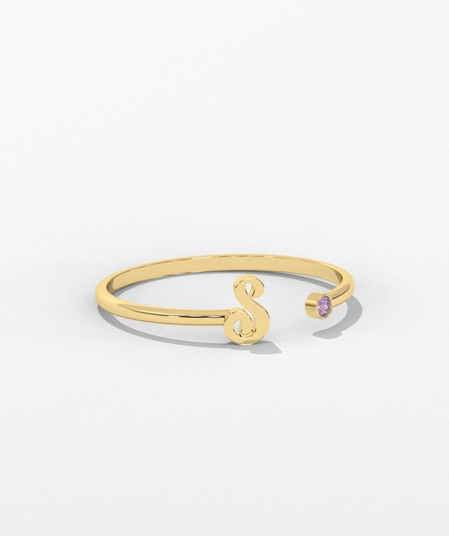 14K Gold Initial 'S' Cuff Ring
