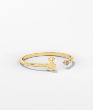 14K Gold Initial 'S' Cuff Ring