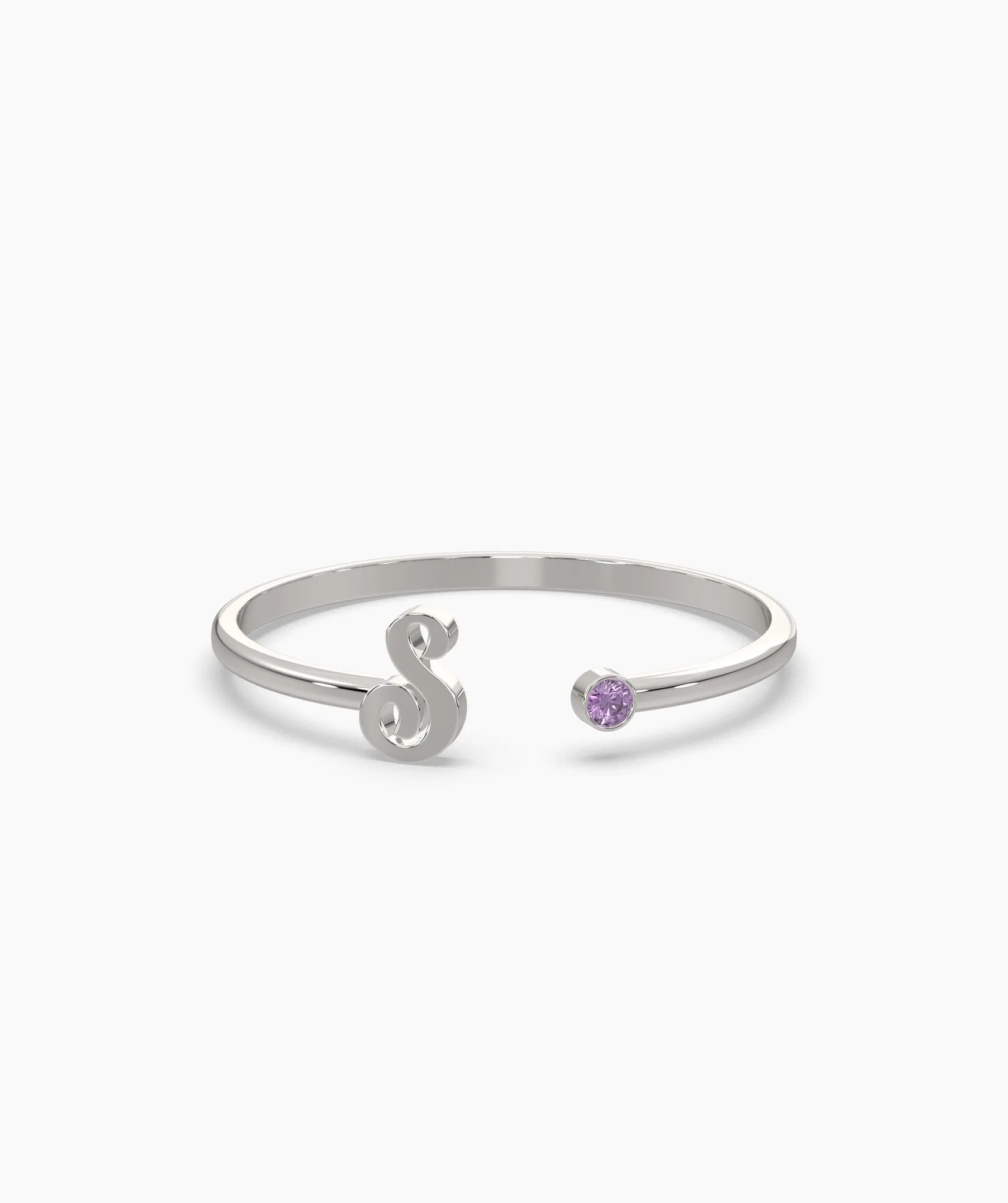 14K Gold Initial 'S' Cuff Ring