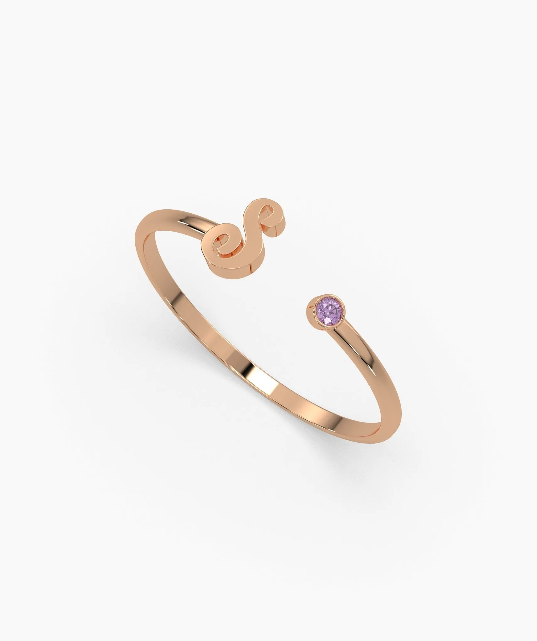 14K Gold Initial 'S' Cuff Ring