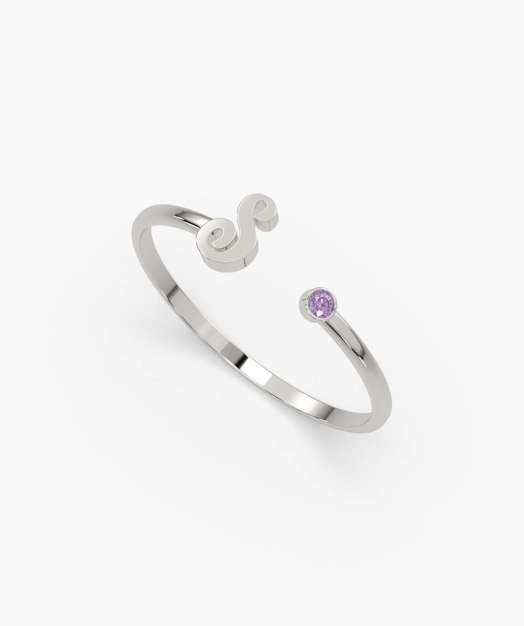 14K Gold Initial 'S' Cuff Ring