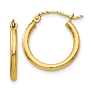14K Gold Polished Hoop Earrings with Elegant Design