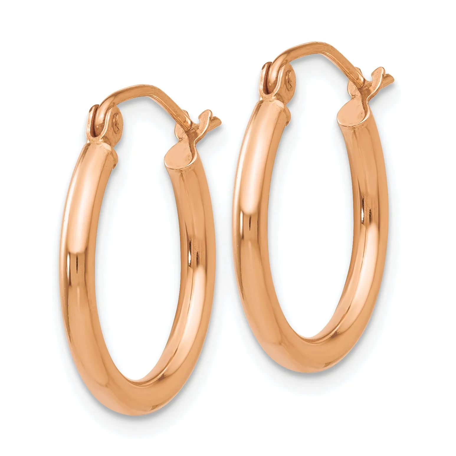 14K Gold Polished Hoop Earrings with Elegant Design