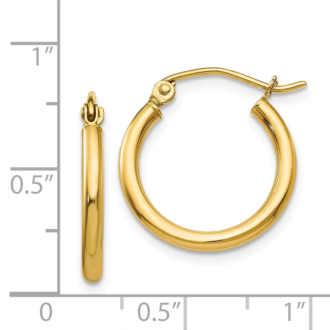 14K Gold Polished Hoop Earrings with Elegant Design