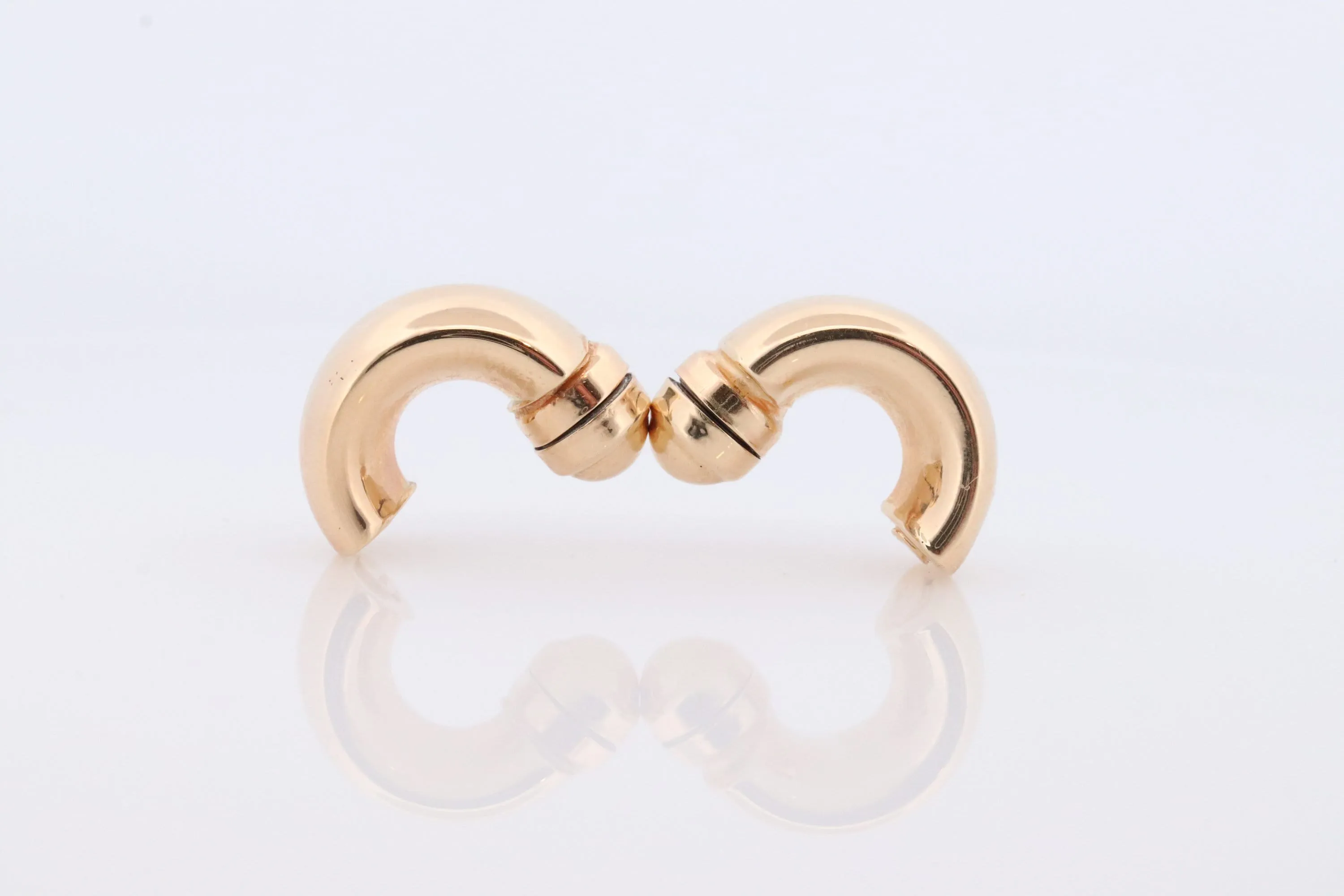 14k Gold Puffed Hollow HOOP Clip On Earrings. Large HOOP earrings Magnetic Hoops for Unpierced Ears. Wide Hoops. st72