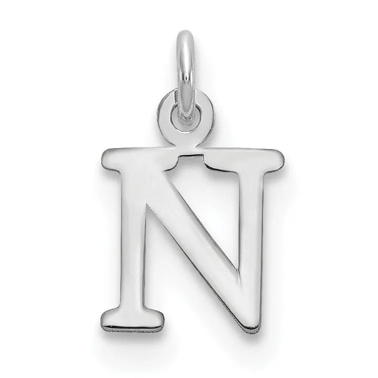 14k White Gold Cut-Out Letter N Initial Design Charm Pendant
