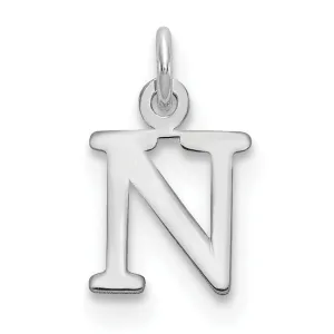 14k White Gold Cut-Out Letter N Initial Design Charm Pendant