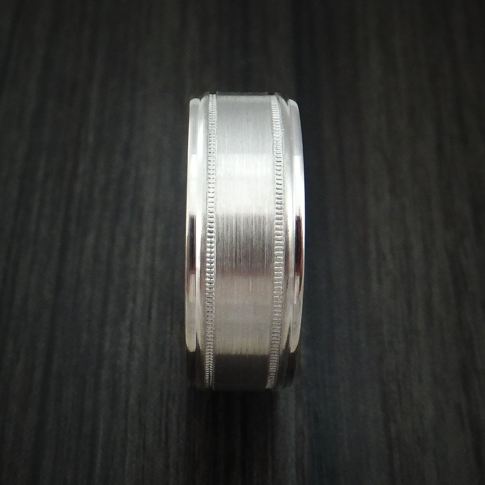 14K White Gold Men's Band with Hidden Message and Diamond Sleeve Custom Made