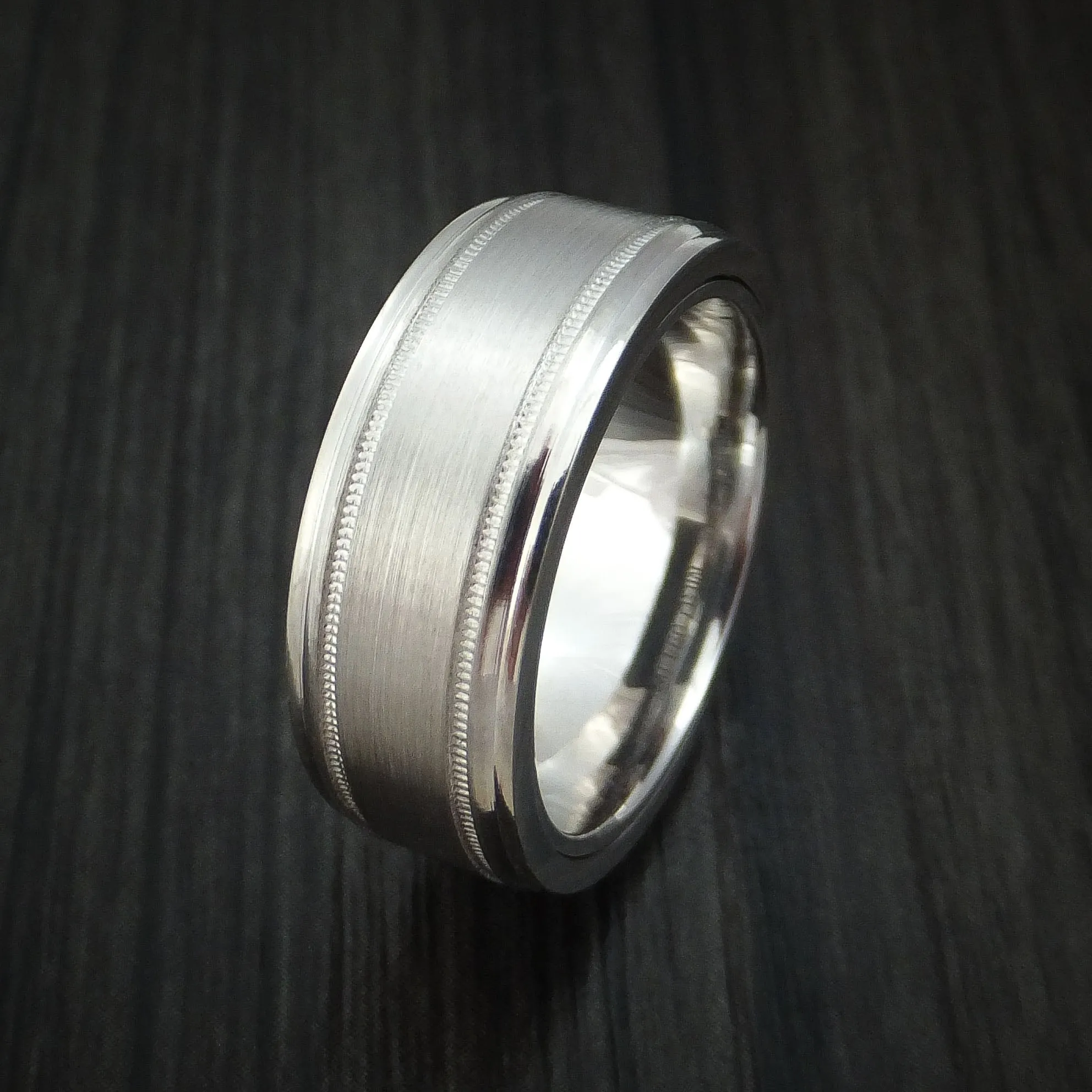 14K White Gold Men's Band with Hidden Message and Diamond Sleeve Custom Made