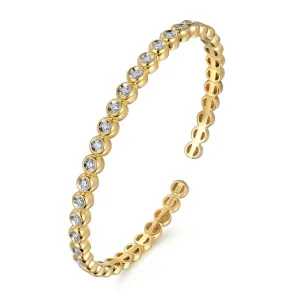 14K Yellow Gold Diamond Station Open Bangle - BG4611-65Y45JJ