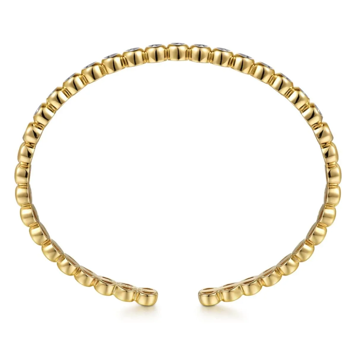 14K Yellow Gold Diamond Station Open Bangle - BG4611-65Y45JJ