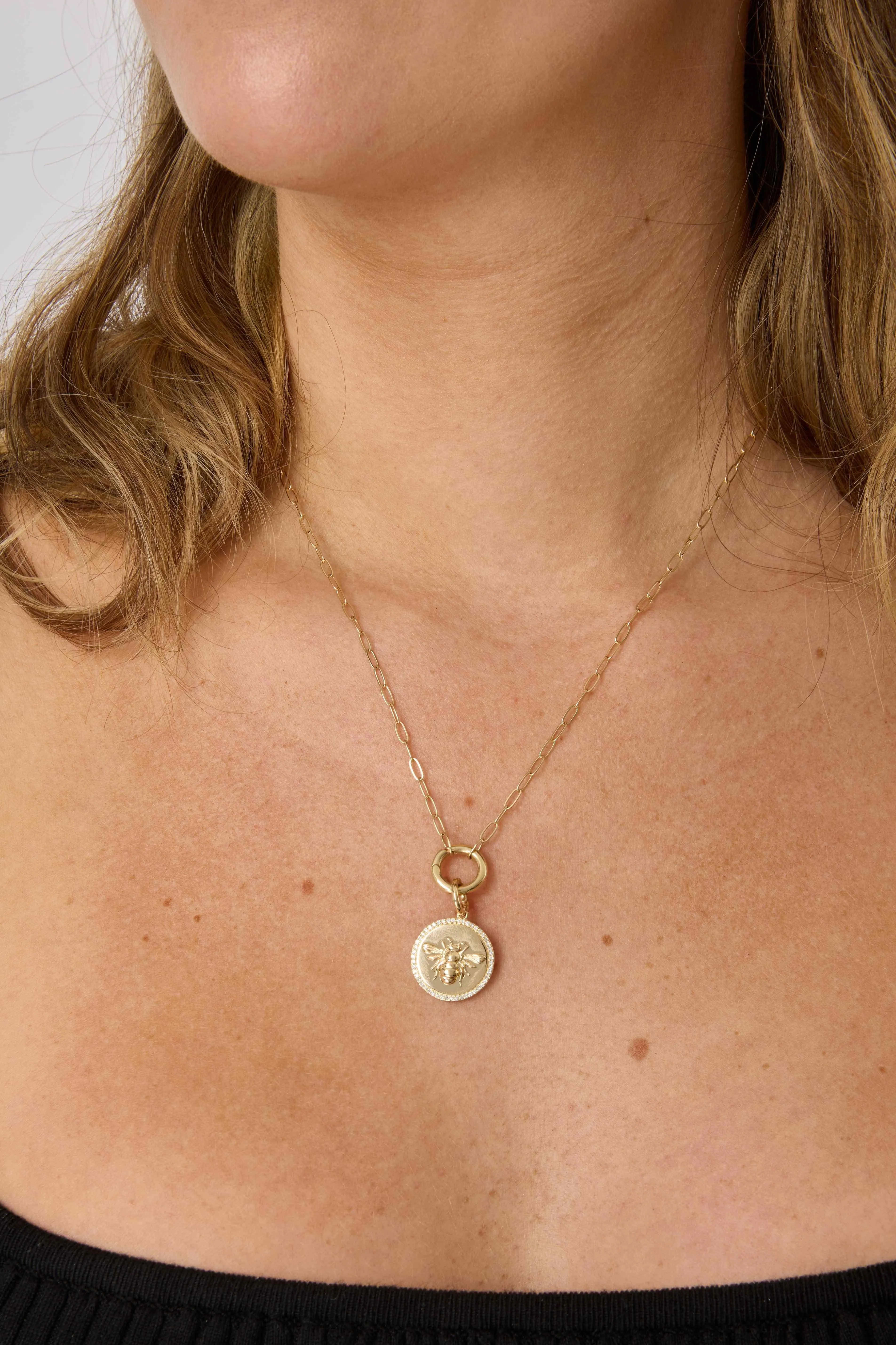 14KY Diamond Edge Bee Disc Charm