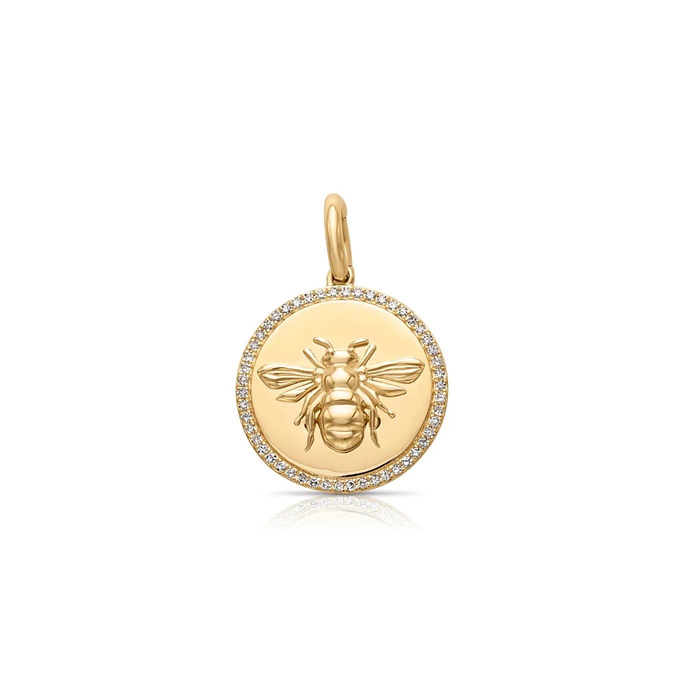 14KY Diamond Edge Bee Disc Charm