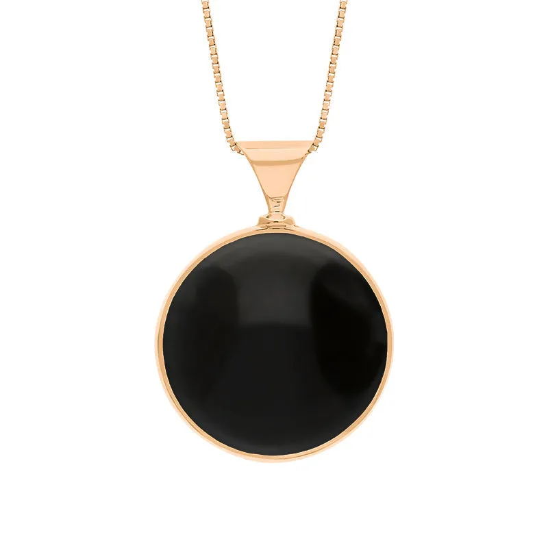 18ct Rose Gold Blue John Whitby Jet Queens Jubilee Hallmark Double Sided Round Necklace