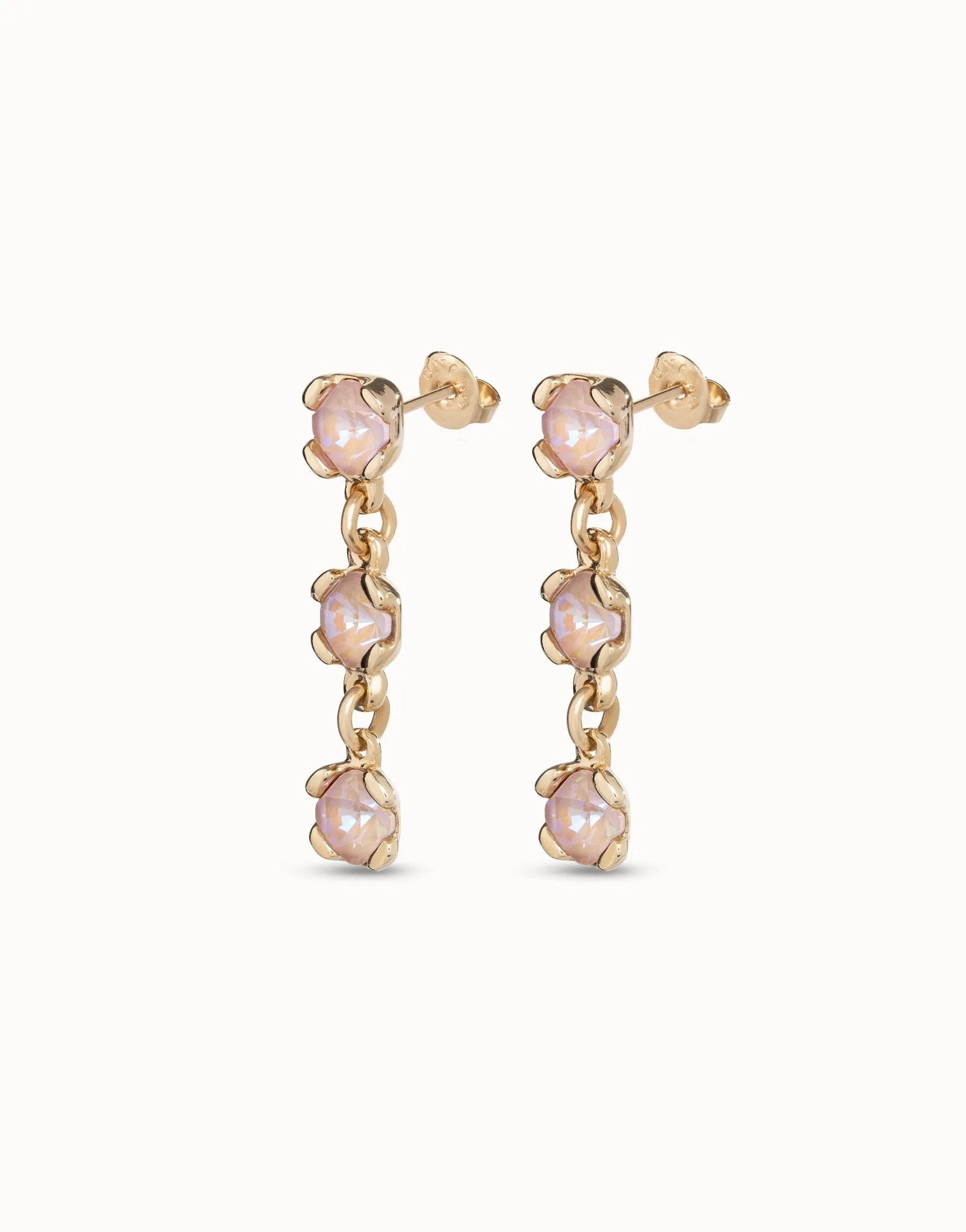 18K Gold-Plated Sublime Pink Earrings - Pink Crystals