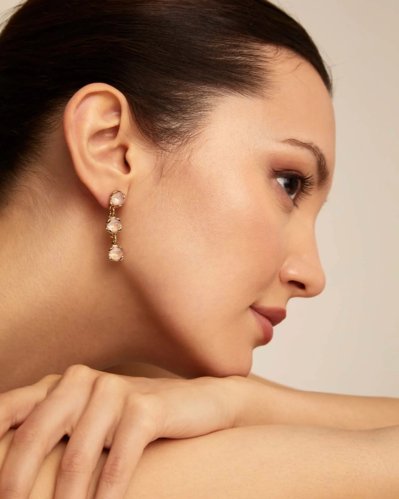 18K Gold-Plated Sublime Pink Earrings - Pink Crystals