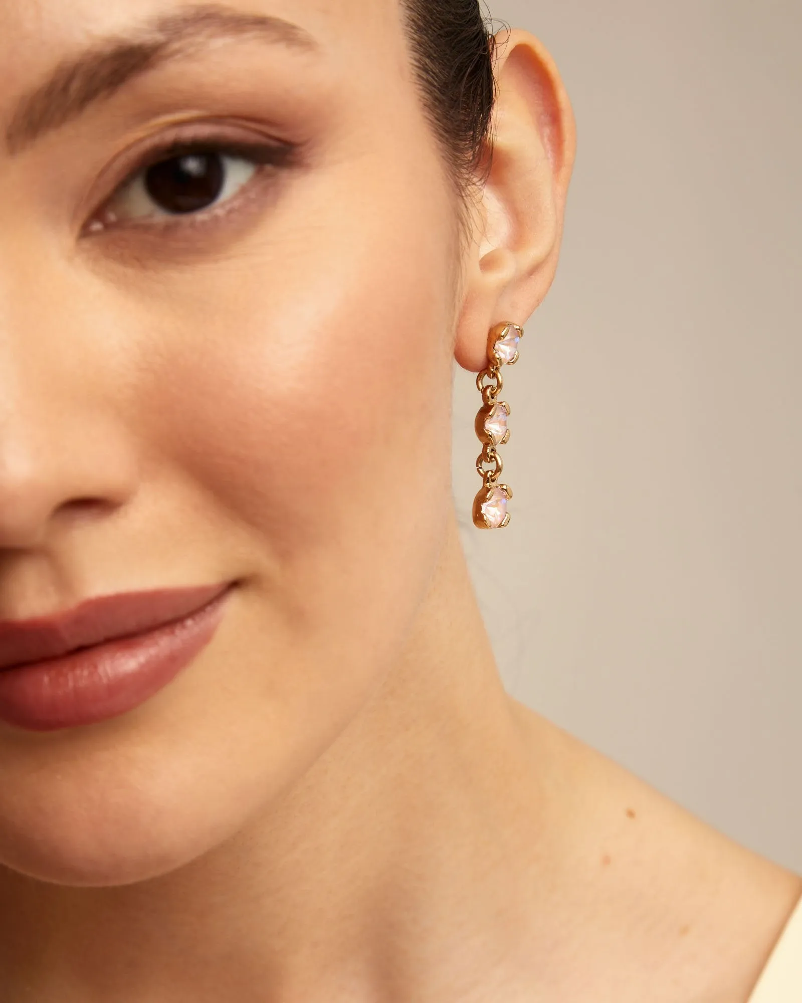 18K Gold-Plated Sublime Pink Earrings - Pink Crystals