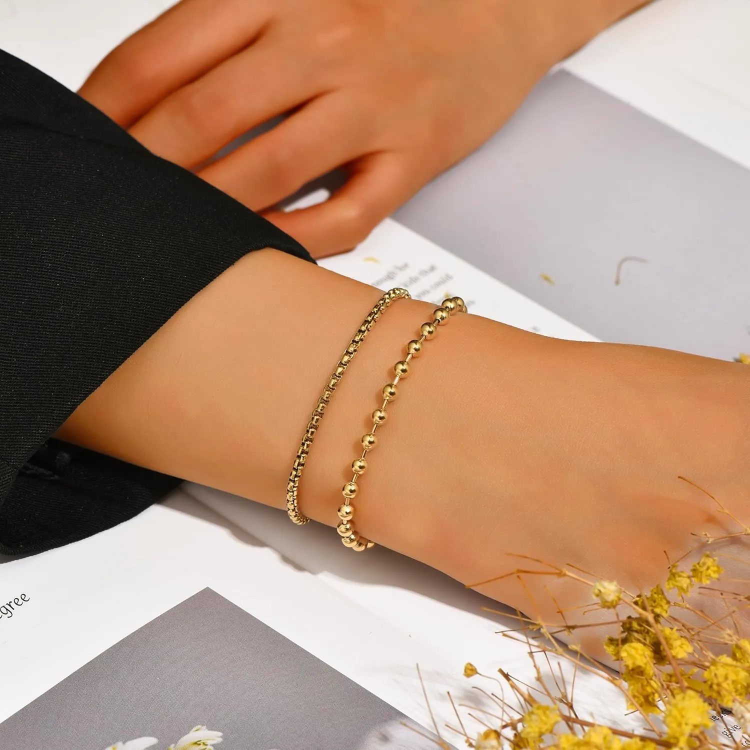 18K gold-plated women's bracelet, women's bracelet set, women's Cuba, bead, paper clip, snake, rope bracelet,exquisite cubic zirconia bracelet and ring chain jewelry,Fashion Women's Bracelet Gift