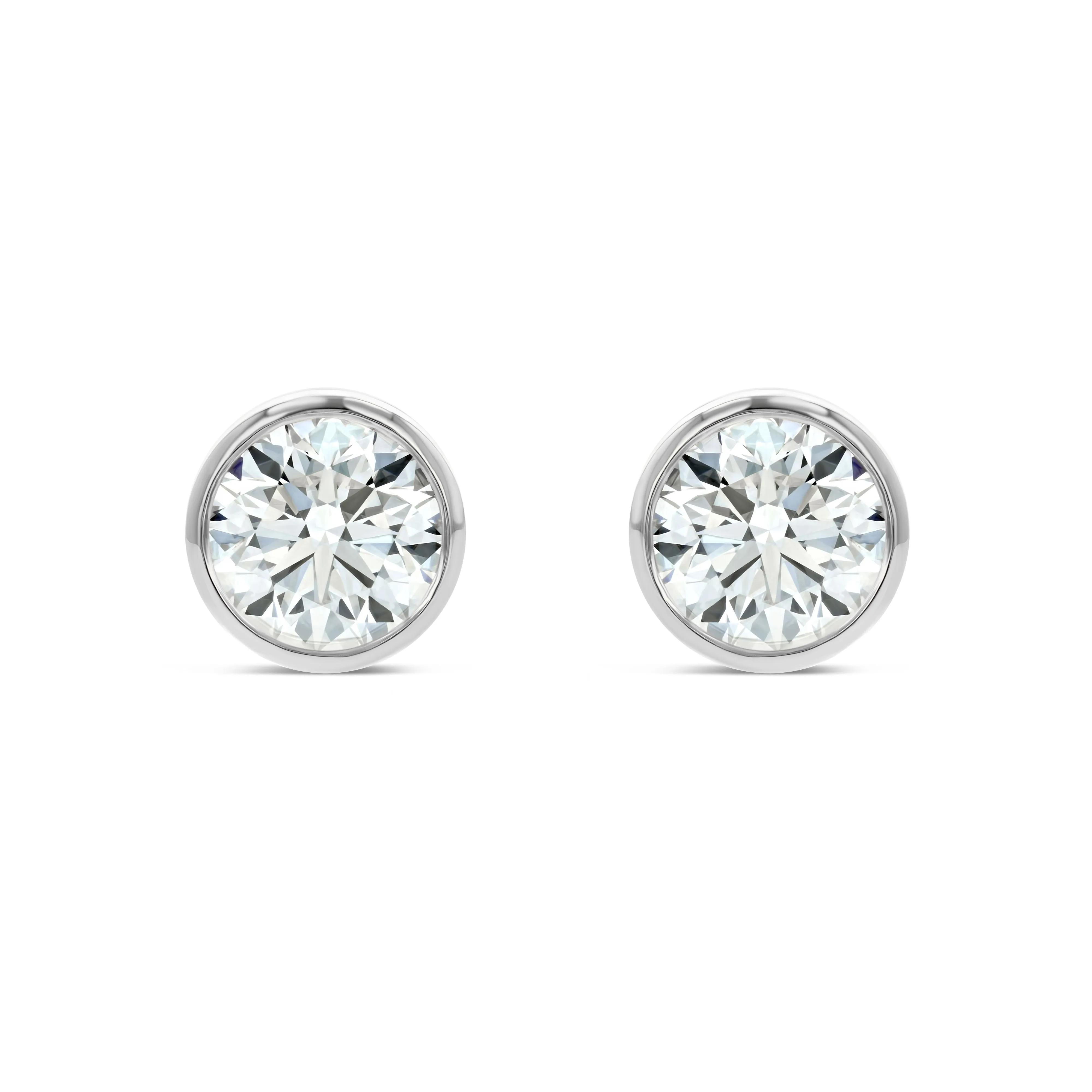 18k White Gold Bezel Set Round Brilliant Diamond Stud Earrings (0.32 Ct. T.w., Vs1-vs2 Clarity, F-g Color)