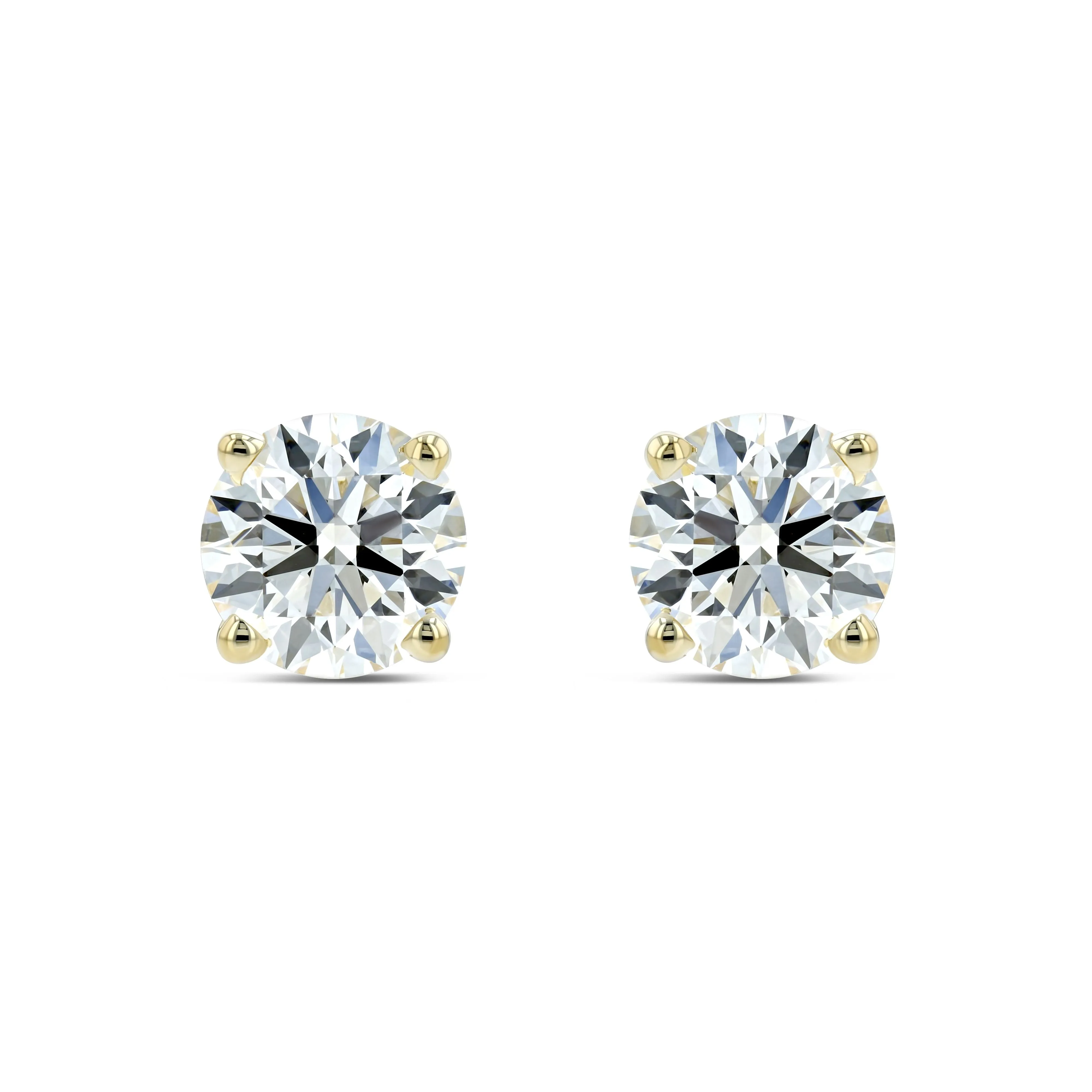 18k Yellow Gold 4-prong Round Brilliant Diamond Stud Earrings (1.06 Ct. T.w., Vs1-vs2 Clarity, F-g Color)