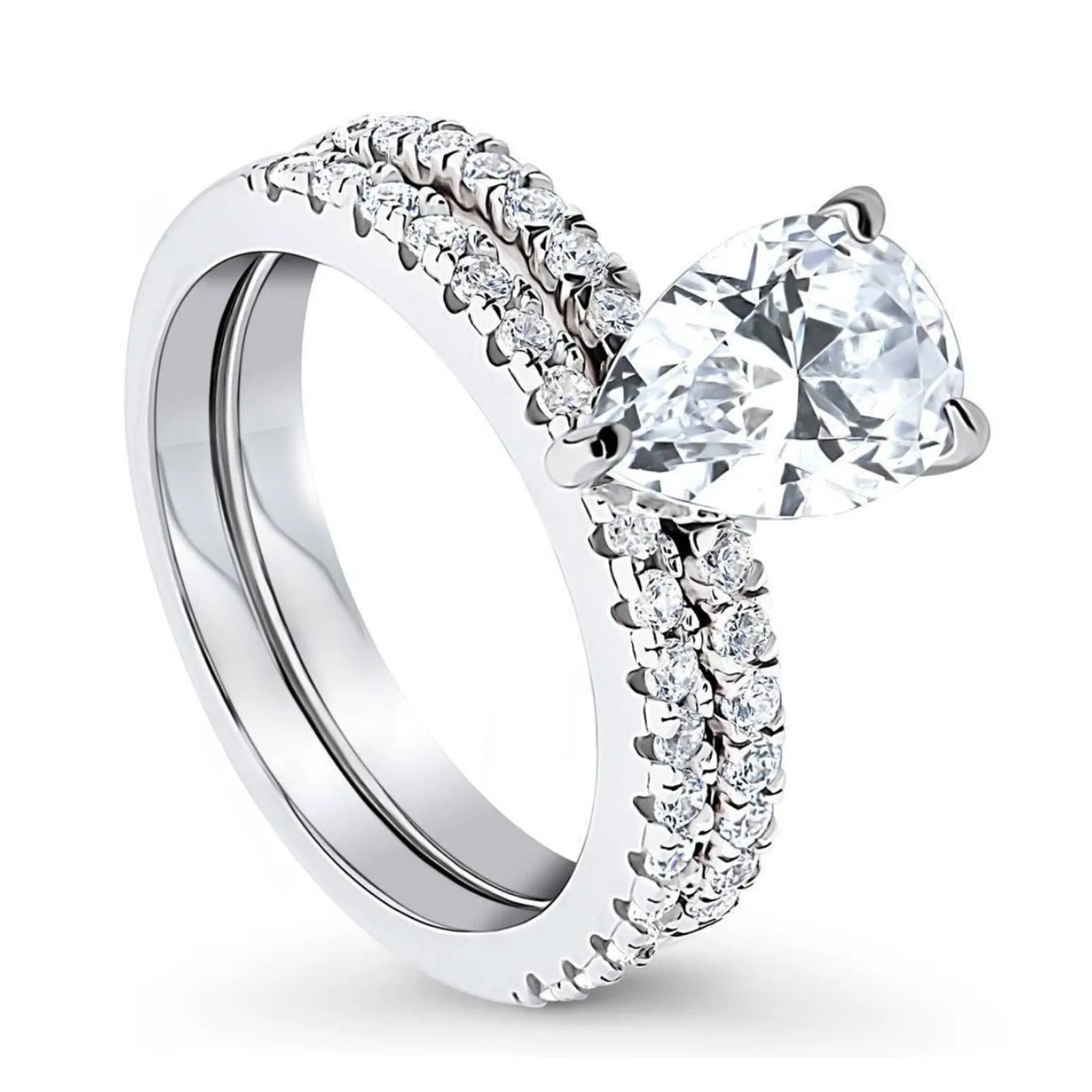 2 In 1 Fashion Women Artificial Gemston Ring Set Wedding Engagement