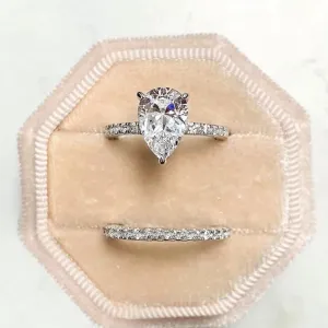 2 In 1 Fashion Women Artificial Gemston Ring Set Wedding Engagement