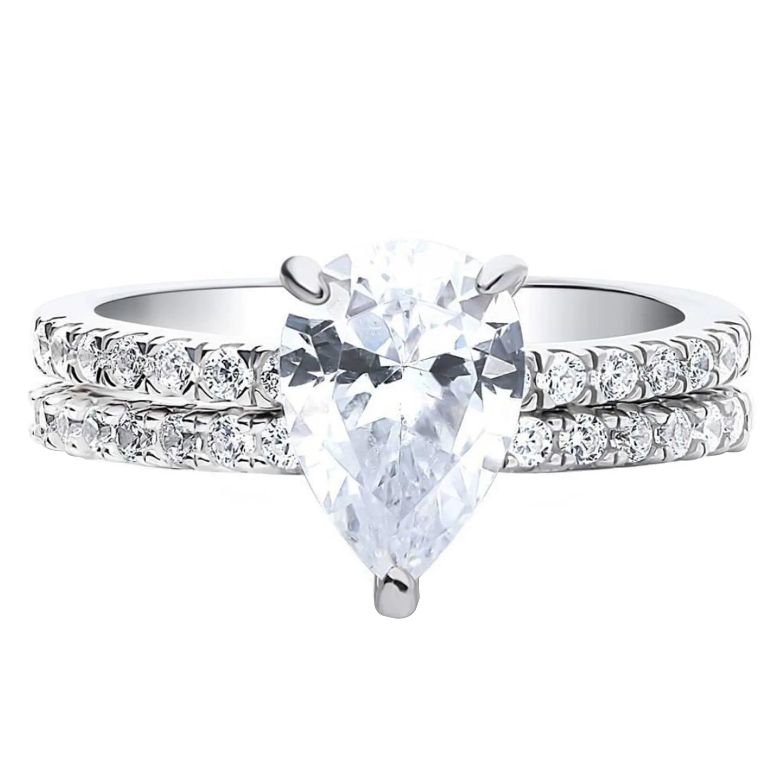 2 In 1 Fashion Women Artificial Gemston Ring Set Wedding Engagement