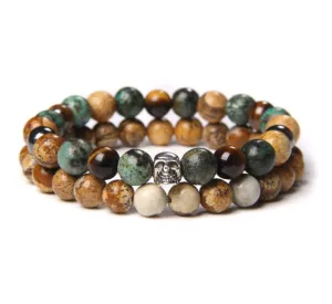 2 Piece Assorted Natural Stones Beaded Bracelet B