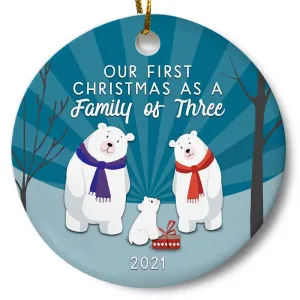 2021 Christmas Tree Decoration Tag the First Christmas of Our Family of Three