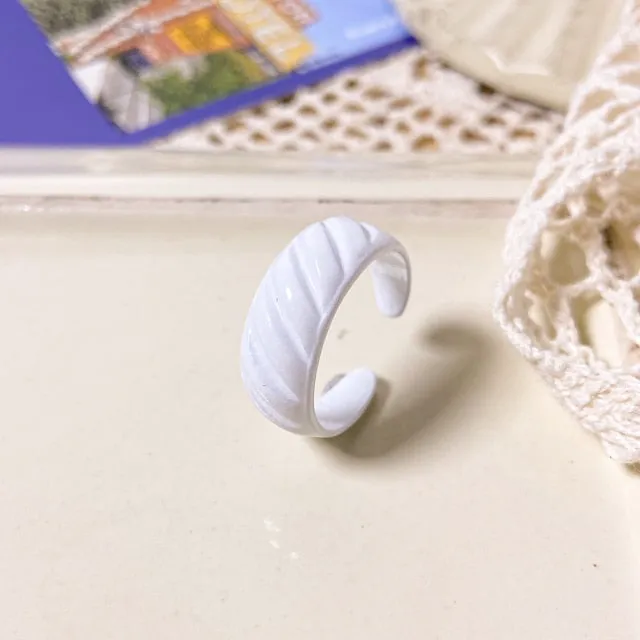 2021 Korea Colorful Fashion Resin Fruit Ring Set Metal Geometric Irregular Open Rings for Women Party Wedding Jewelry Ring Set