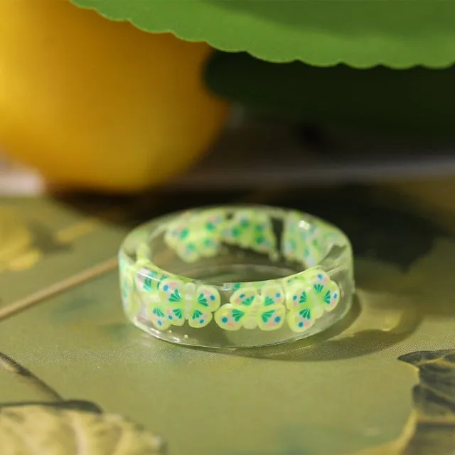 2021 Korea Colorful Fashion Resin Fruit Ring Set Metal Geometric Irregular Open Rings for Women Party Wedding Jewelry Ring Set