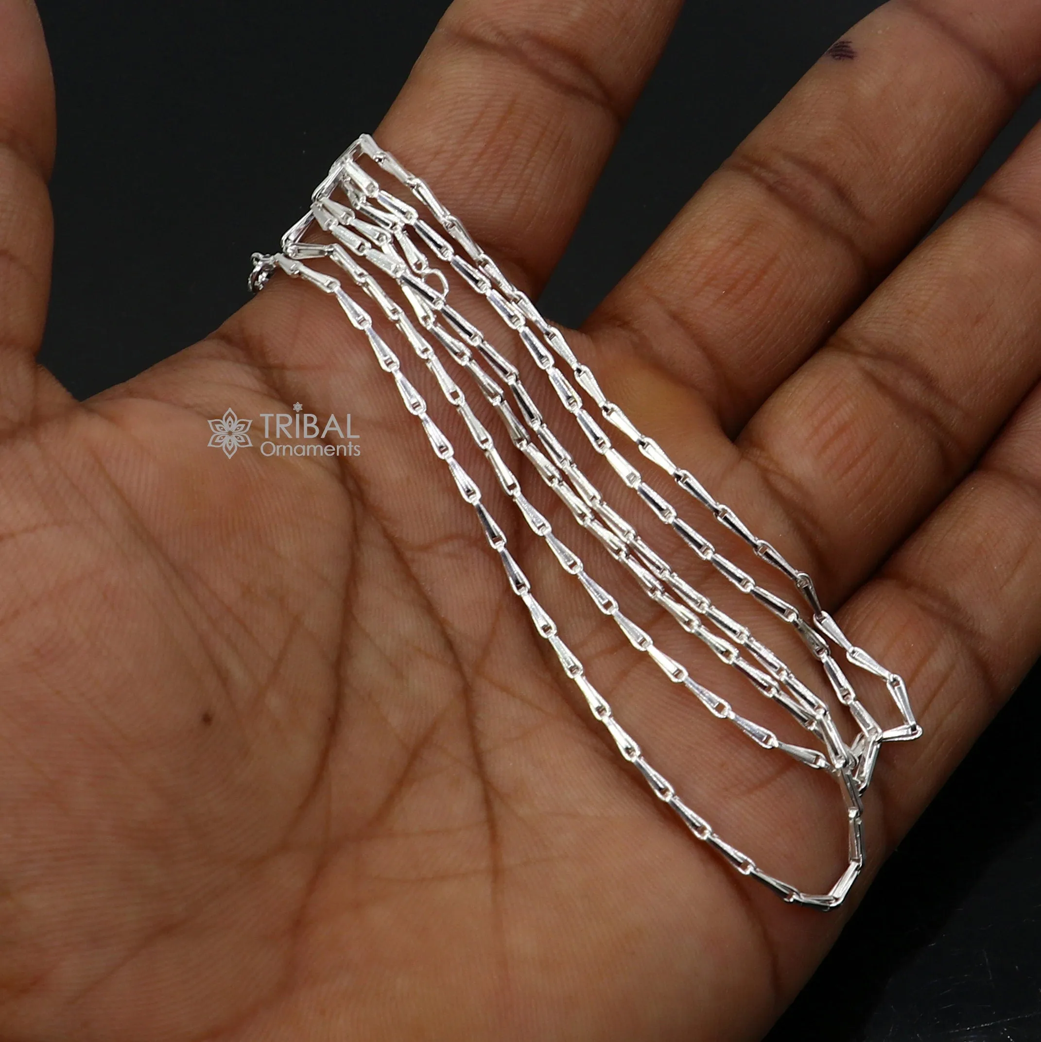 24 inches 1.5mm handmade unique chain 925 sterling silver chain, plain bright silver trendy style boy's girls chain ch595