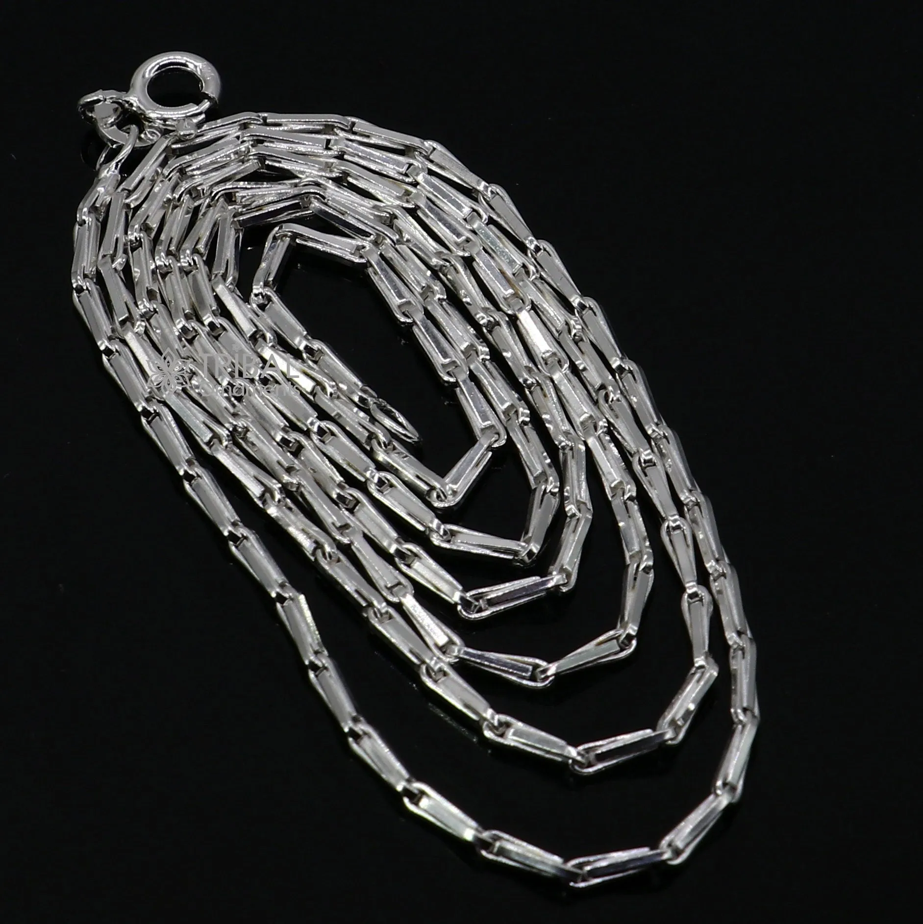 24 inches 1.5mm handmade unique chain 925 sterling silver chain, plain bright silver trendy style boy's girls chain ch595
