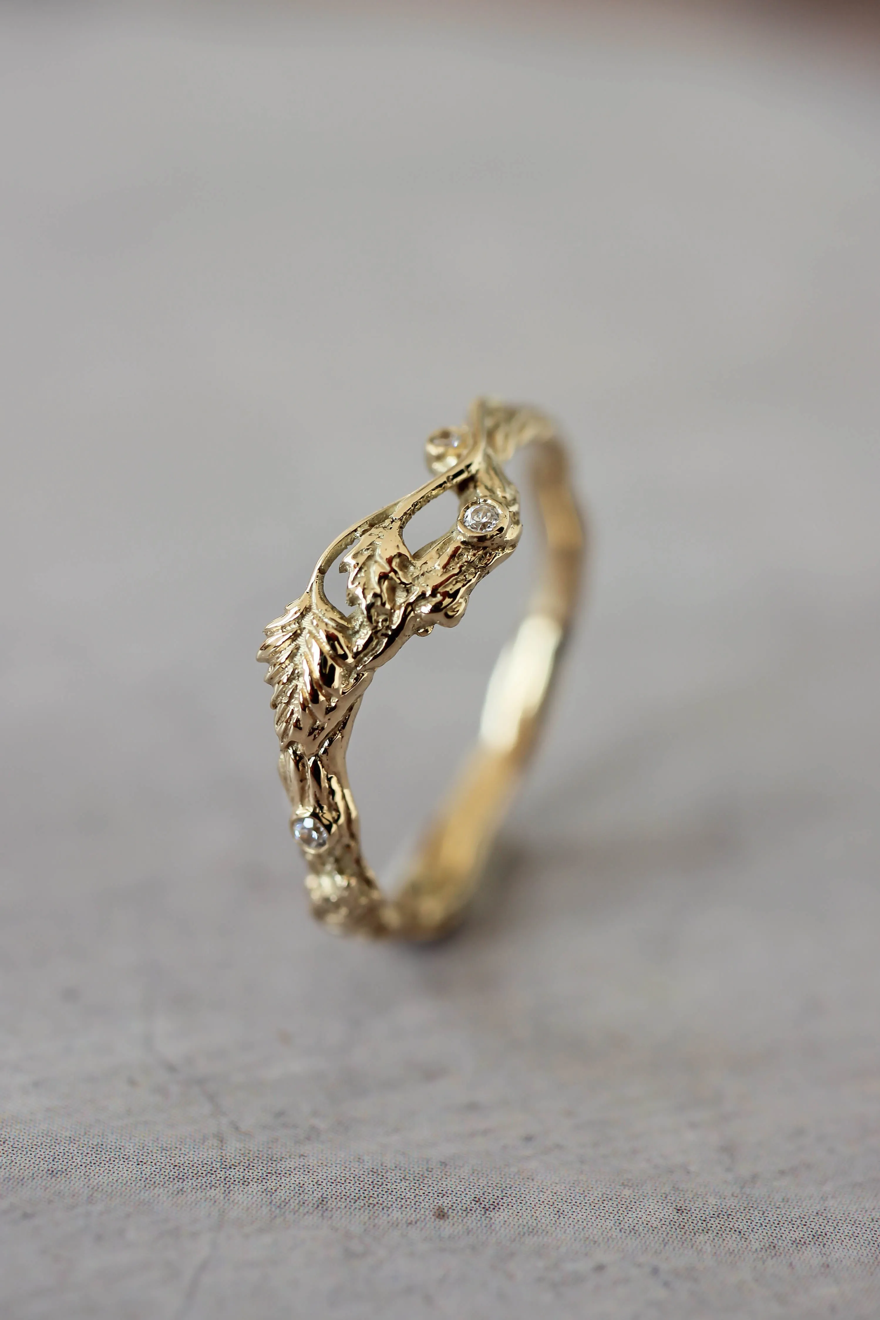 3 instalments payment plan: Bridal ring set with rose flower and diamonds / Blooming Rose