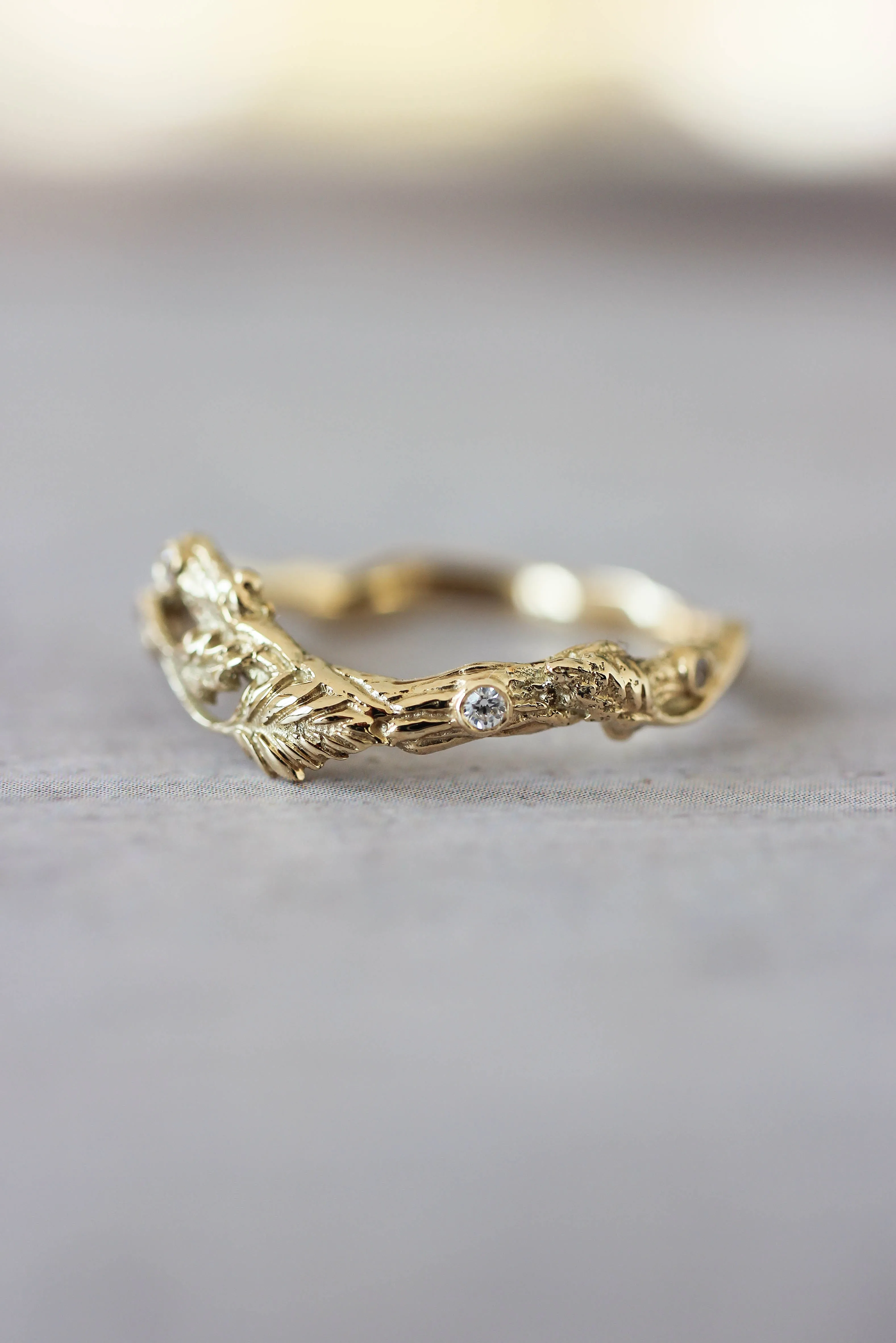 3 instalments payment plan: Bridal ring set with rose flower and diamonds / Blooming Rose