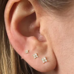 3-Pieces: Elegant Floral Stud Earrings Set