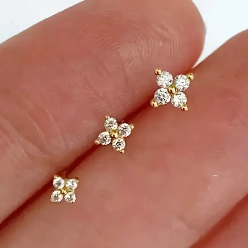 3-Pieces: Elegant Floral Stud Earrings Set